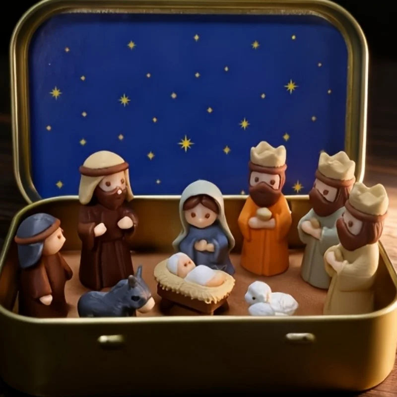 1 Set of Christmas Mini Nativity Scene 3D Printed Christmas Eve Exquisite Ornament Set Faith Ornaments for Living Room, Study, and Bedroom Decoration