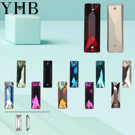 YHB Top Quality Cosmic Baguetee Glass Crystal AB Moonlight Sewing Stones Flatback Sew on Rhinestones For Garment Clothes Bags