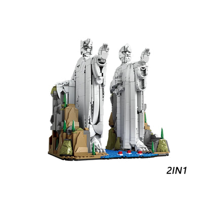 2 in 1 Argonath Giant Statue Building Set, 839+867 PCS LOTR Famous Scene Collectible Desk Decor Display Model for Hobbyists