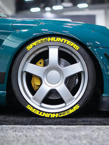 Yellow SPEEDHUNTERS 3D Tire Letter Sticker Car Auto Wheel Decor Decals Water Proof Trendy Vehicle Wheel Styling No Glue Required