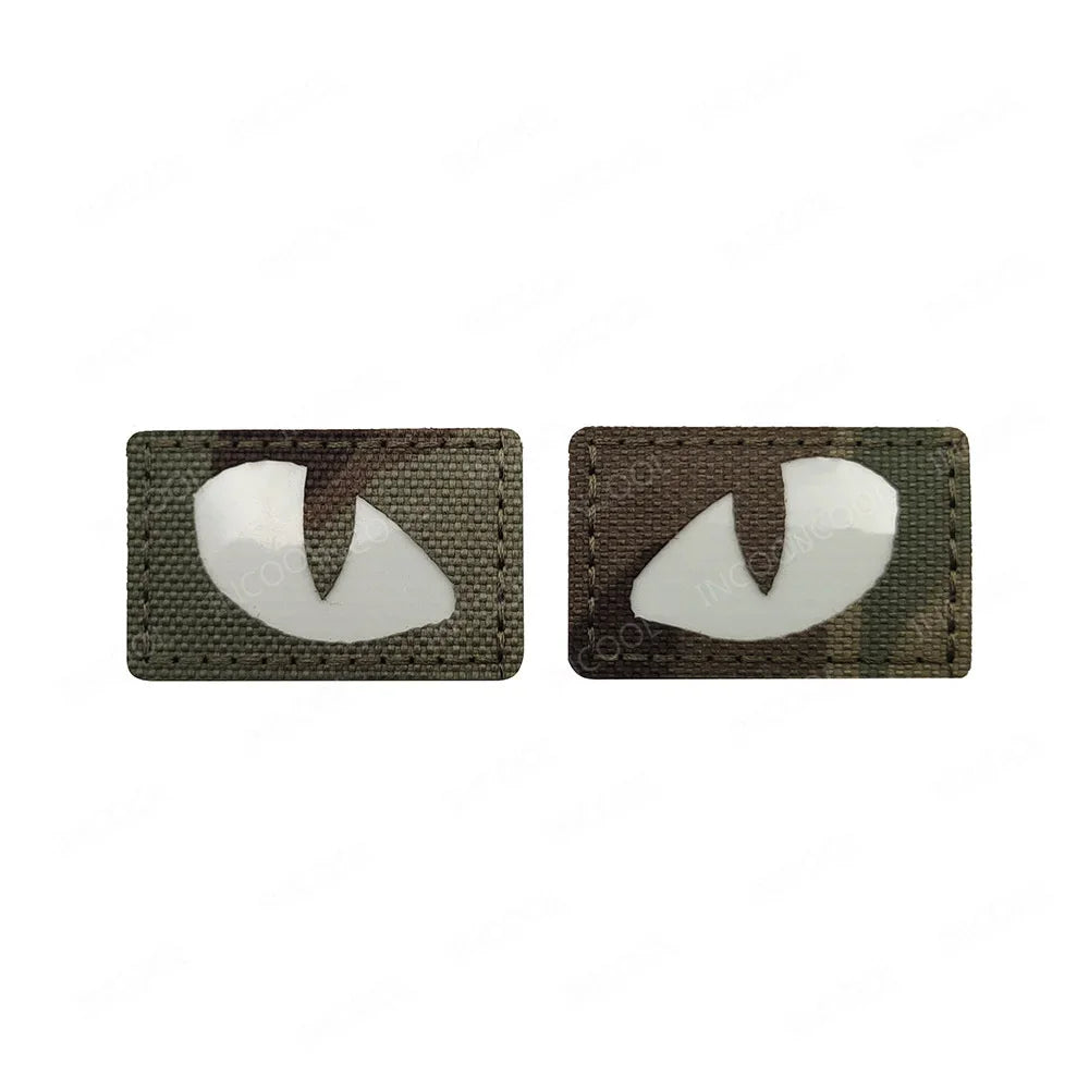 Cat Eyes Glow In Dark Patches Infrared IR Reflective Rubber Appliqued For Hats Helmet Uniform Backpack