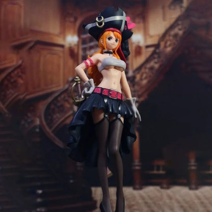 20CM Anime Nami Black Clothes Action Figure ONE PIECE FILM RED Dress Up Figurine PVC Collectible Model Toy Kid Gift