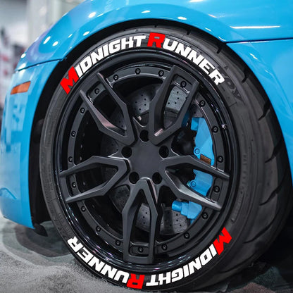 MIDNIGHT RUNNER Car Tire Decorative Sticker PVC Waterproof Sectional Decal No Glue  One Set For Four Tires