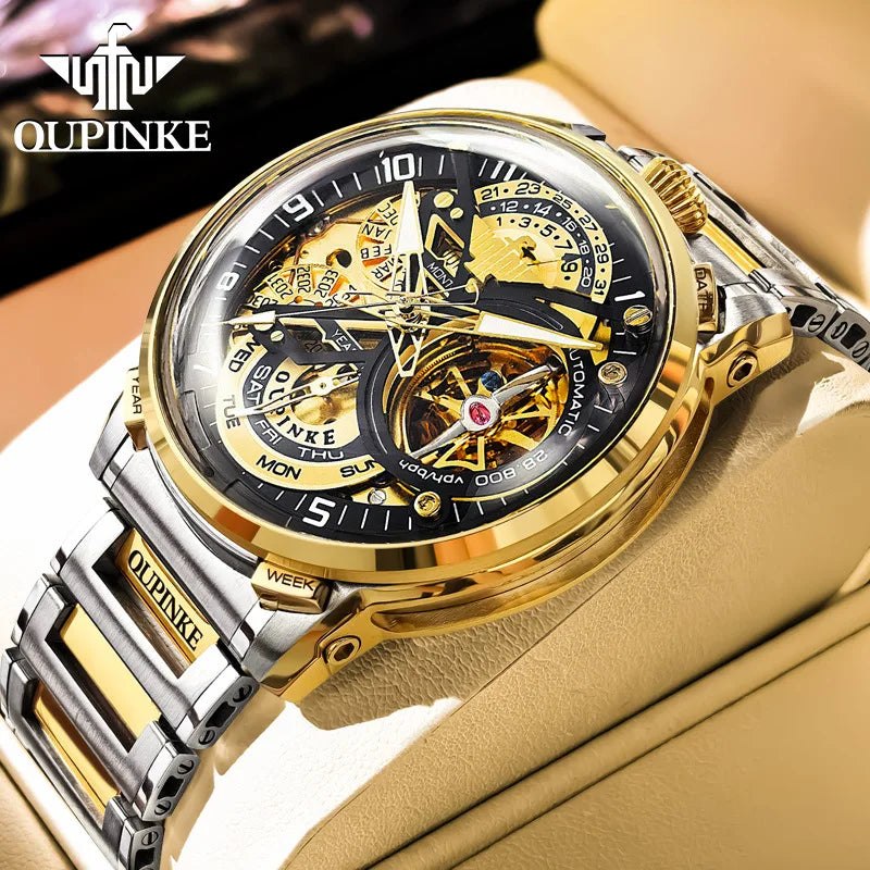Oupinke Automatic Mechanical Watch, Italian Designer Collaboration, Openwork High-End Business Men's Watch