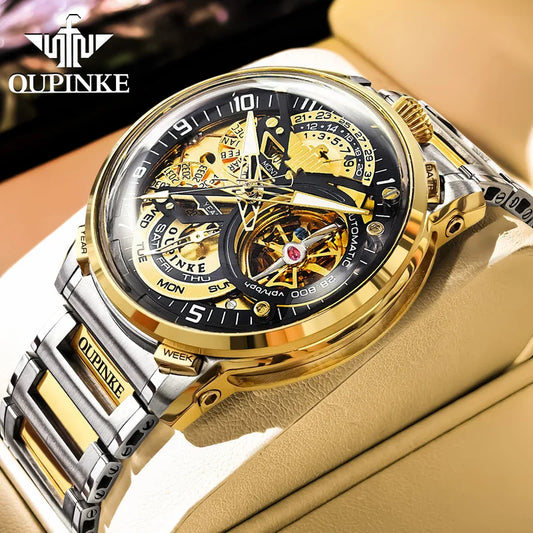 Oupinke Automatic Mechanical Watch, Italian Designer Collaboration, Openwork High-End Business Men's Watch