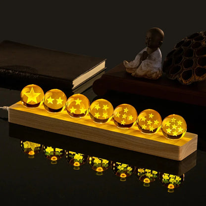 Dragoned Anime Seven Stars Crystal Ball Set LED Illuminated Wooden Base Night Lights Cartoon Balls Birthday Christmas Gift