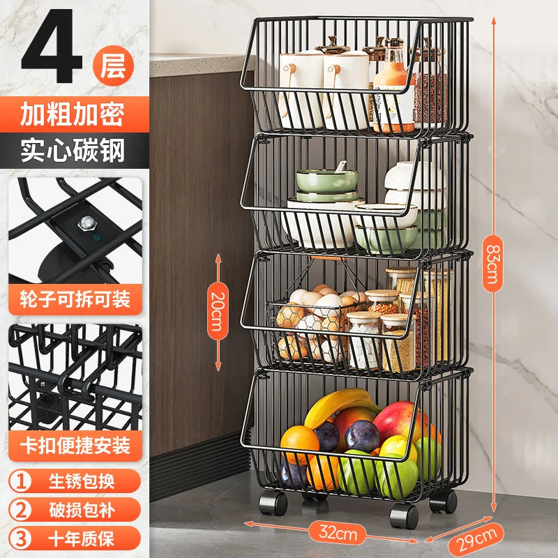 주방수납 Rolling Storage Cart Multipurpose Rustproof Modern Storage Cart Kitchen Multi-layer Trolley with Wheel Kitchen Furniture