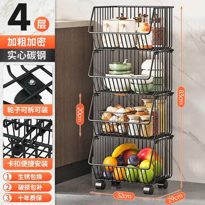 주방수납 Rolling Storage Cart Multipurpose Rustproof Modern Storage Cart Kitchen Multi-layer Trolley with Wheel Kitchen Furniture