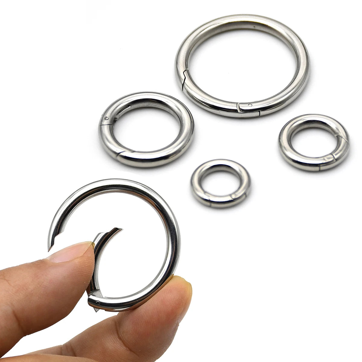Stainless Steel Spring Gate O Ring Openable Keyring Bag Strap Buckle Trigger Snap Clasp Clip Connector DIY Accessories