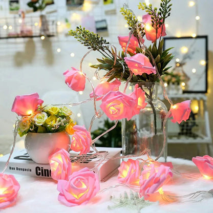 Red Pink Warm Blue RGB Rose Flower LED String Fairy Light Wedding Christmas Party Decoration 5V USB/Battery Power 1.5m 3m 6m 10m