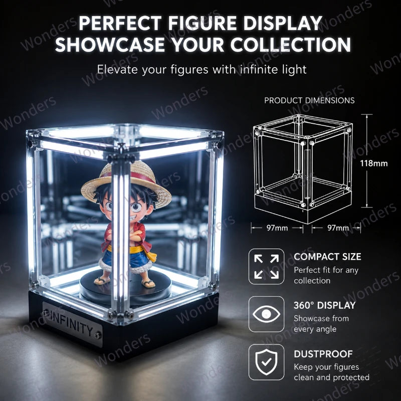 Hypercube LED Box Geek DIY Wireless Table Light Figure Display Case Infinity Mirror 4D Box Abyss Tunnel Ornament