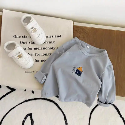 Fashion Boutique Children's Wear Tops Long Sleeve Tees Printed Baby Boys O-neck Pullover Blouse Kids Clothing Autumn Base Shirt