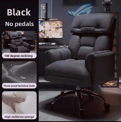Comfortable Computer Chair with Armrest Footrest Home Office Dormitory Lounge Recliner Back Support Pillow Adjustable Seat