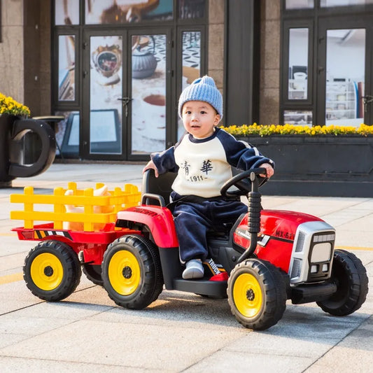Remote Children's Dual Motors with LED Lights Four Wheel Rechargeable Battery Tractor with Two Speed , Detachable Rear Bucket
