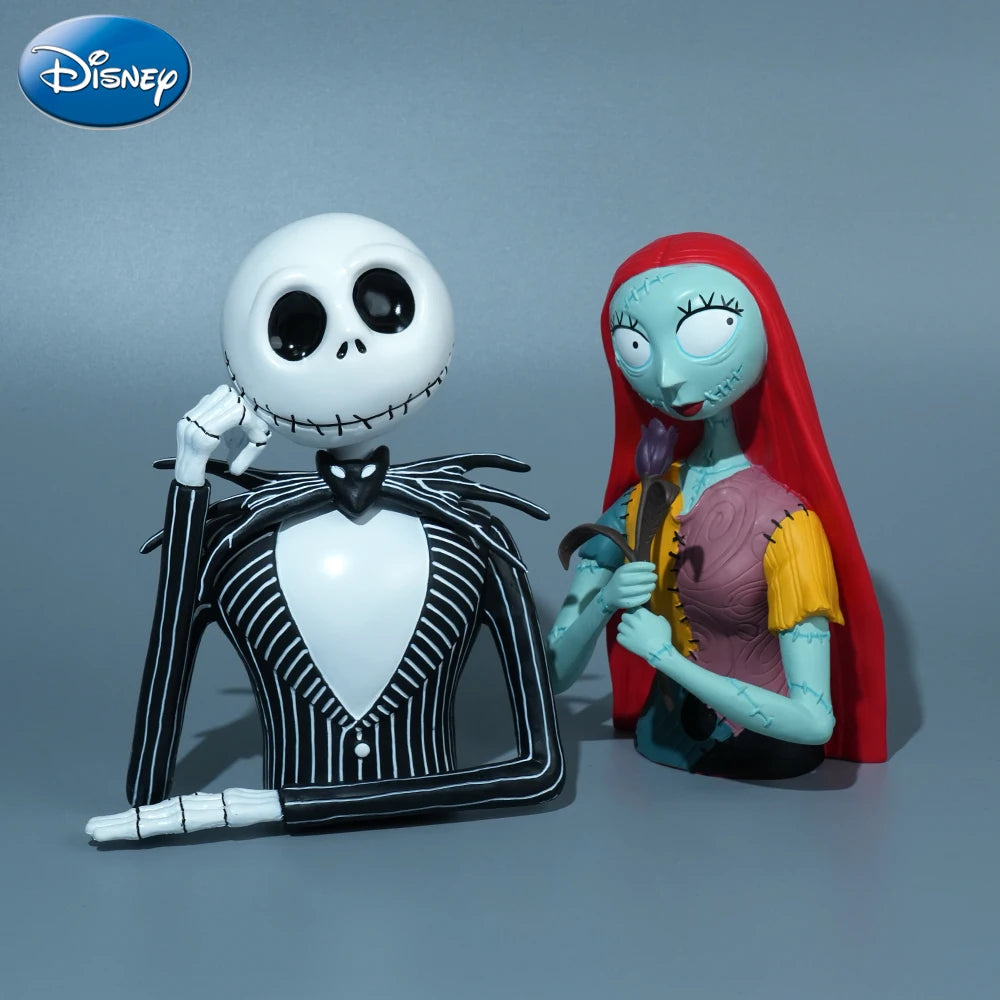 Disney The Nightmare Before Christmas Jack Sally Piggy Bank Collectible Figure Money Box Desktop Ornament Home Decor Gift