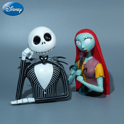 Disney The Nightmare Before Christmas Jack Sally Piggy Bank Collectible Figure Money Box Desktop Ornament Home Decor Gift