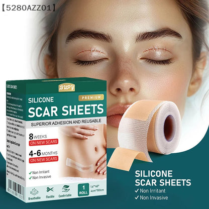 1 Roll Silicone Scar Sheets Gel Scar Patch 4cmX150cm Self-Adhesive Scar Cover Tape Reusable And Effective Skin Care Strips