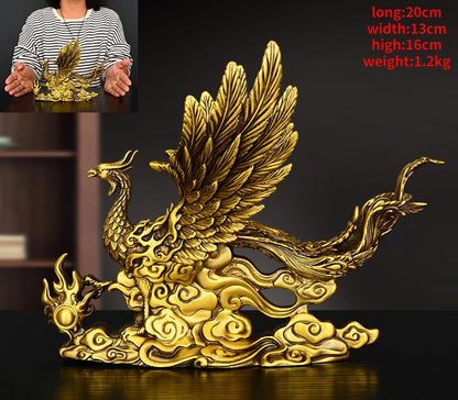 Full Copper Phoenix Ornament Living Room Housewarming Decorations