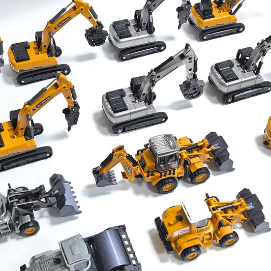 1:70 Engineering Diecast Model Toys Crane Bulldozer Excavator Vehicle Construction Alloy + Plastic Tractor Inertial for Children