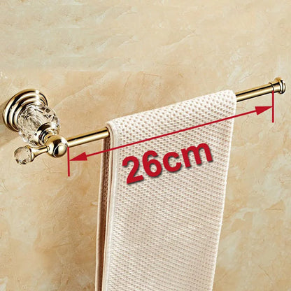 Luxury Gold Polished Brass Bathroom Accessories Set - Wall-Mounted Crystal Bath Hardware Collection