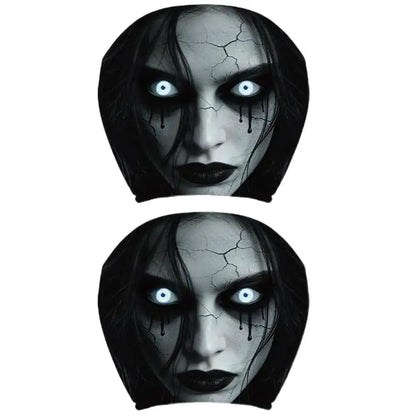 2pcs Scary Headrest Cover Halloween Decoration Accessories Hilarious Car Headrest Protector for Men Women Family Friends