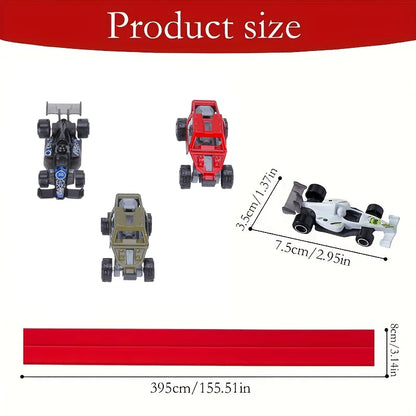 Parent Child Interactive Racing Car Flexible Track Roll Up Double Track Suction Cup Screen Free Educational Kids Gift