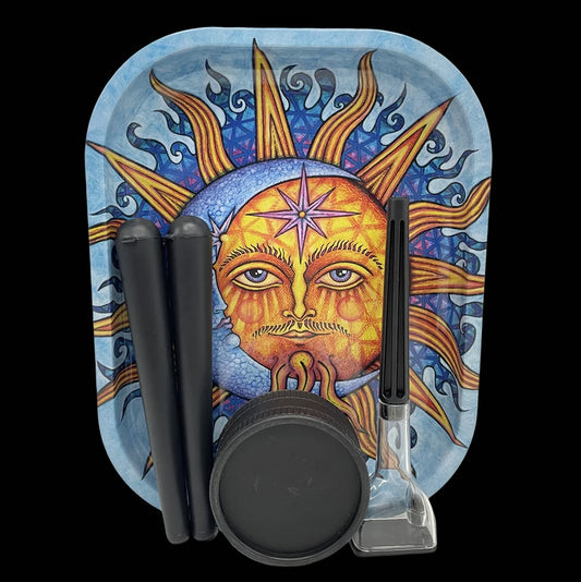 5Pcs Tinplate Rolling Tray 18X14cm Grass Grinder Tobacco Kit Plastic Roller Maker Storage Container Tube Jar Tool Smoking Set