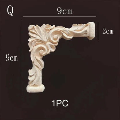 Natural Wood Corner Onlay Moldling European Style Home Decor Background Wall Applique Carved Figurine Living Room Decoration