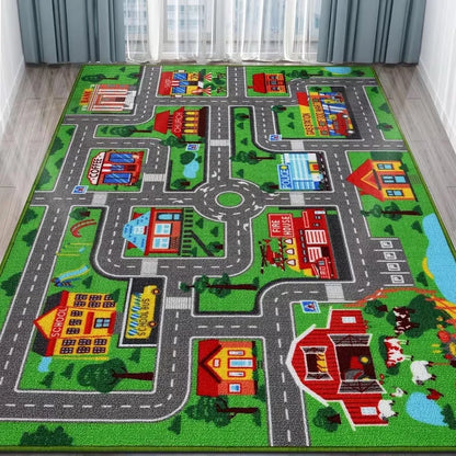City Traffic Pattern Interactive Rug Living Room Bedroom Kid Playmat Parent Child Activity Carpet Educational Floor Mat Gift