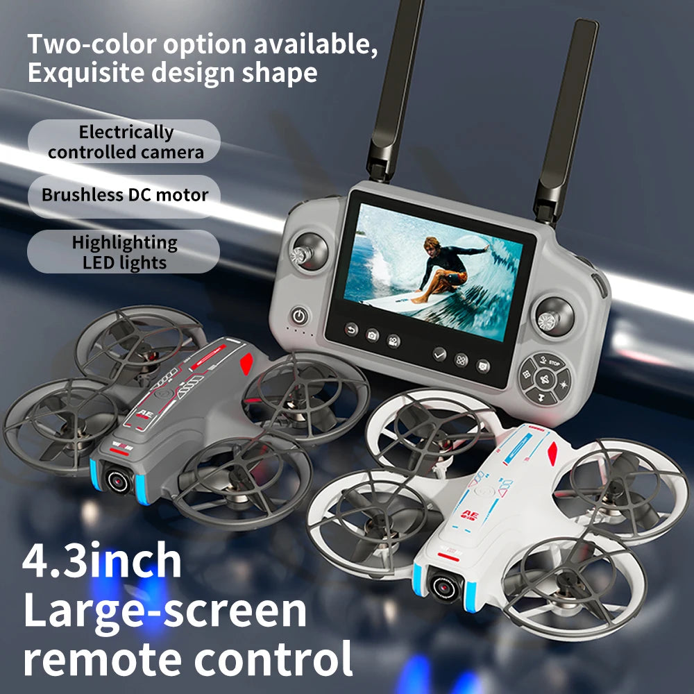 Mini Drone 8K HD-VR Dual-camera 180 ° ESC Optical Flow Obstacle Avoidance Motor Drone UAV Remote Control Quadcopter Universa Toy