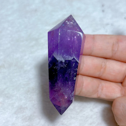 Natural Crystal Two Color Amethyst Double Point Tower Healing Rainbow High Quality Gemstones Energy Home Decorations Gift