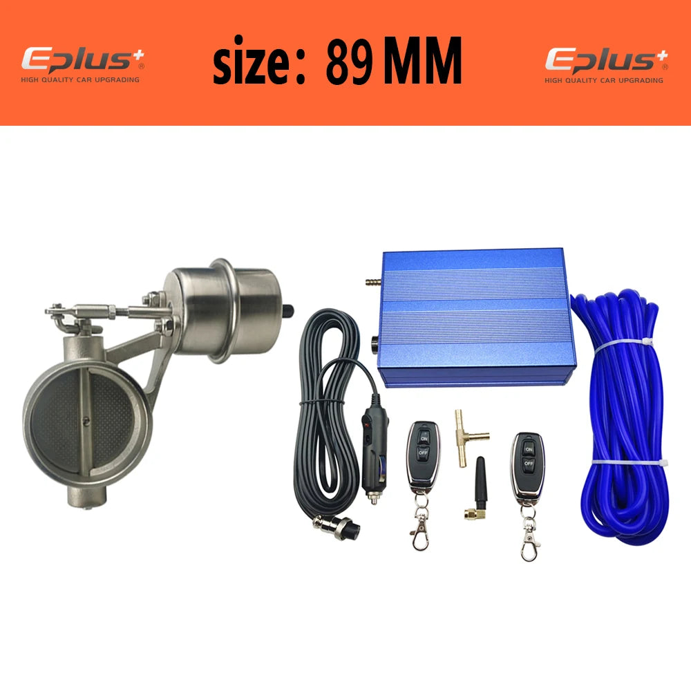EPLUS Universal Car Exhaust Pipe System Control Valve dampers Vacuum Controller Device Remote Controller Switch 51 63 76MM Blue