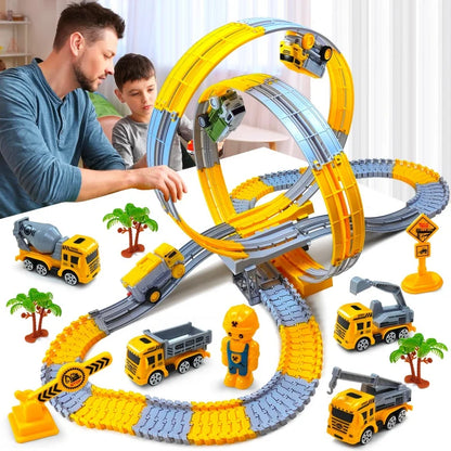 Dinosaur Car Track Set Magic Climbing Flexible Rail Engineering Car Educational Track Car Train Blocks Toys Birthday Gift