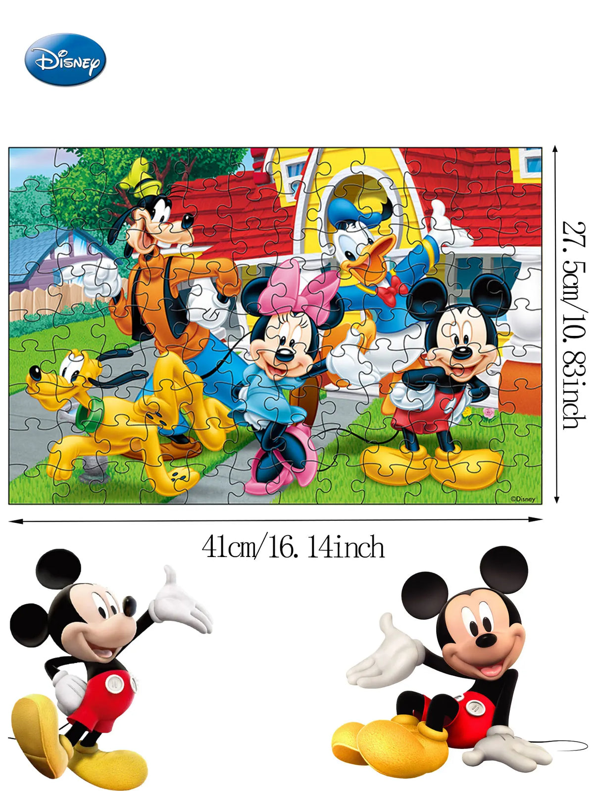 108PCS Disney Officially Licensed Mickey and Minnie Jigsaw Puzzles Early Education Toy Decorative Colorful Painting Every Piece