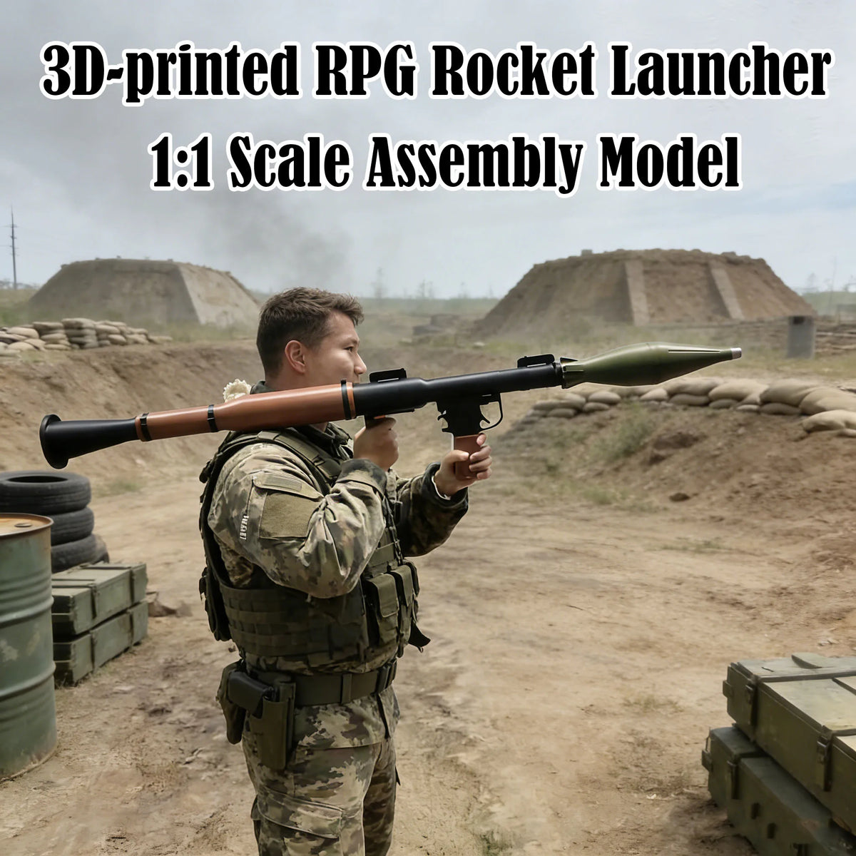 130CM 3D Printed RPG Model Soviet Rocket Launcher Ornament Military Fan Collection Wall Hanging Decoration Gift