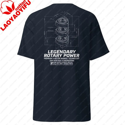 Legendary 3-Rotor Wankel Technology Shirt JDM Rotary Power Blueprint Tee RX7 Enthusiast Gift Japanese Engineering Clothes