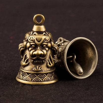 2pcs Retro Crafts Brass Bell Ornaments Lion Head Pendants for Keychain