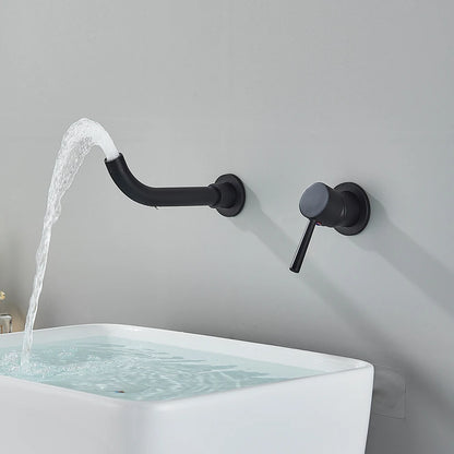 Golden Basin Faucet Bathroom Mixer Sink Tap Wall Mounted Hot Cold Water Tap Single Handle Rotating Spout Bathroom Faucet