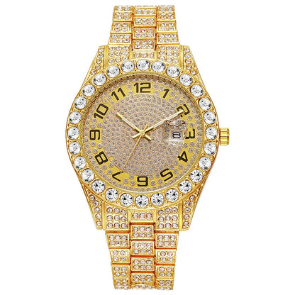 Hot Sale Diamond Watch for Men Luxury Iced Out Watches Calendar Quartz Wristwatches Male Clock Relogio Masculino Drop Shipping