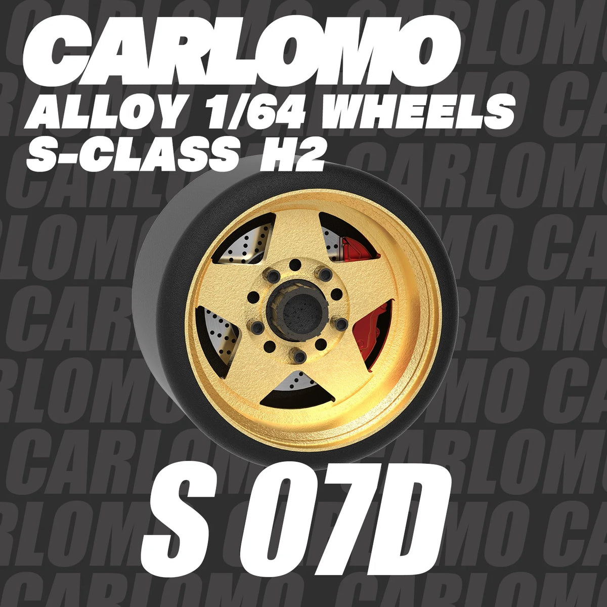 Carlomo S-Class Brand New 1/64 Alloy Wheels Rubber Tires with Brake Disc Assembly Rims for Model Diecast Car for model cars