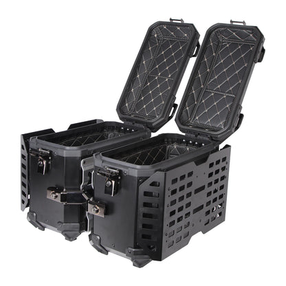 1 Pair 38L Folding Armored Motorcycle Side Box Aluminum Alloy Side Luggage Cases Quick Release Saddlebag Waterproof Toolbox