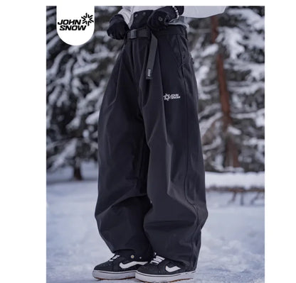 John Snow Winter Women And Men's Waterproof Ski Pants Outdoor High Quality Breathable Loose Snow Trousers Ski Snowboarding Pants
