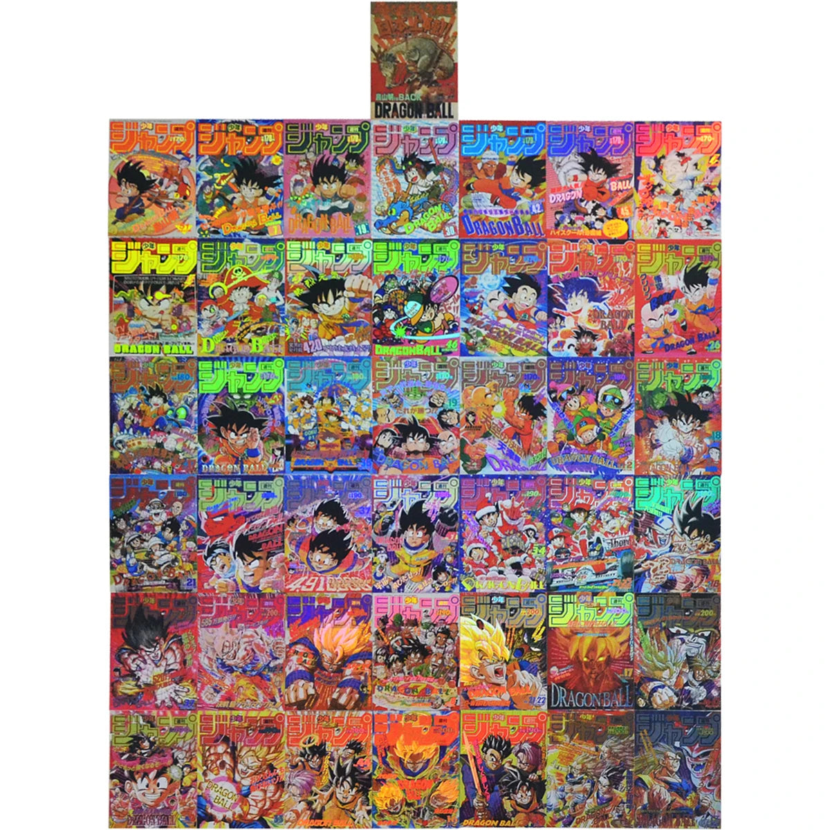 43PCS/set Dragon Ball Super Saiyan Goku Gohan Shenron JUMP Comic Cover Frosted Laser Flash Card Classic Anime Collection Cards