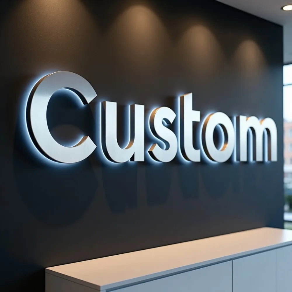Custom LED Backlit House Number Sign 3D Metal for Outdoor Business Storefront Waterproof Illuminated Light Up Door Signs Letters