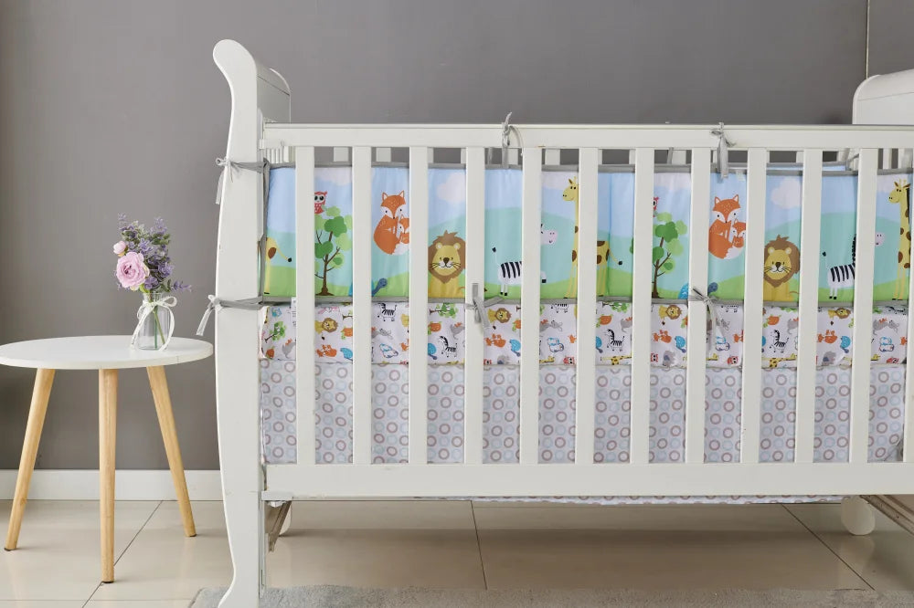 Crib Rail Cover Set and Baby Crib Liner  Baby Bumperless Crib Cot Protector Infant Bebe Bedding Set