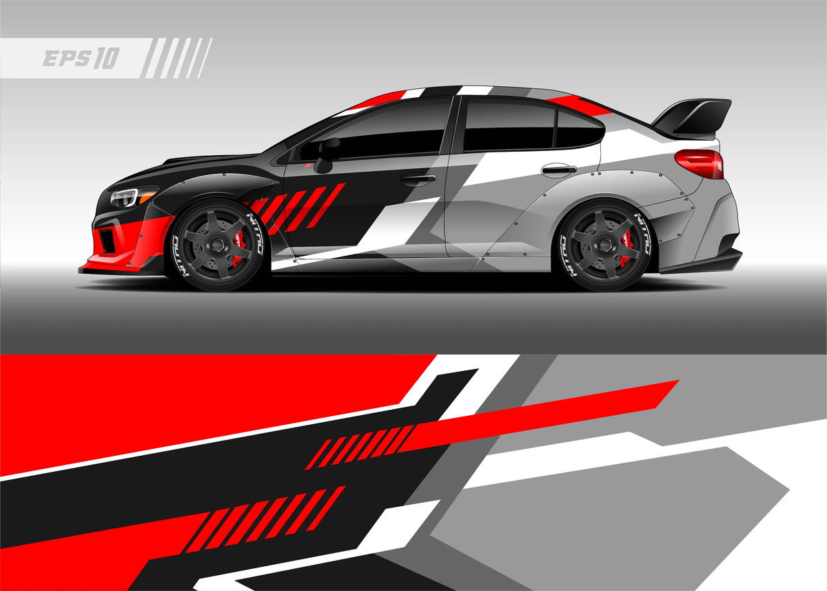 Full Body Racing Graphic Decal Vinyl Wrap Modern Design Red Retro Car Full Wrap Sticker Decorative Car Decal 300*60cm
