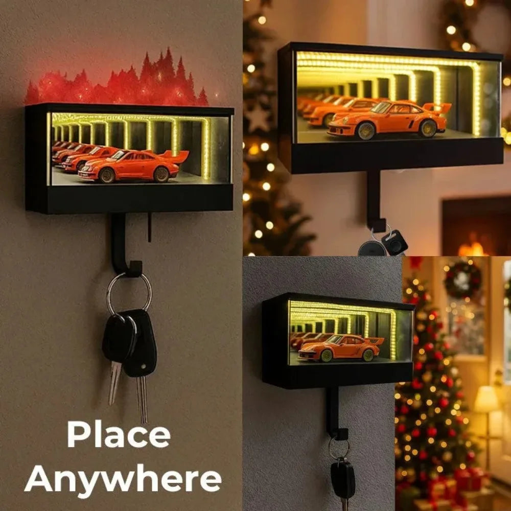 Garage Keychain,Car Luminous Unlimited Garage Key Storage Wall Mount Key Organizer With Infinity LED Hook Creative Home Decor