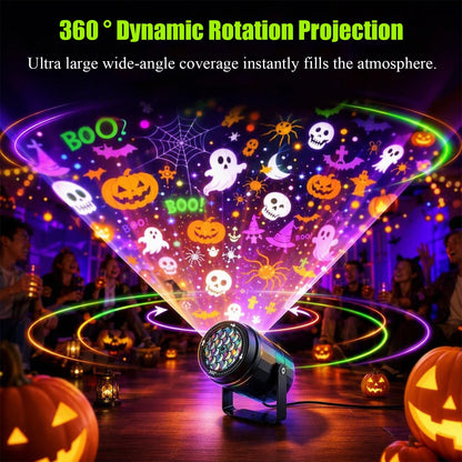USB Projector Light Halloween Night Light Switchable Pattern LED Projector Lamp for Room Ceiling Window Wall Decor