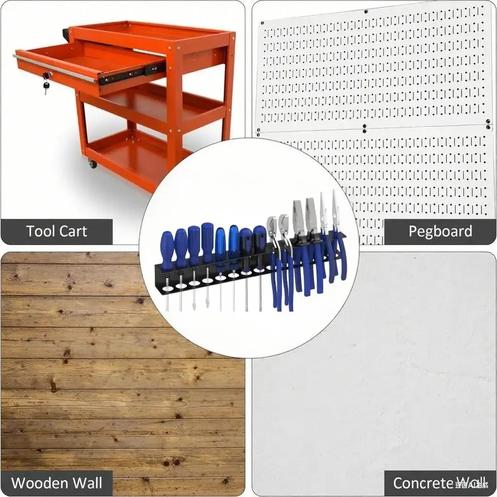 Wall-mounted Screwdriver Organizer 14-Hole Hardware Tool Storage Holder Stand for Hex Cross Screwdriver RC Tools