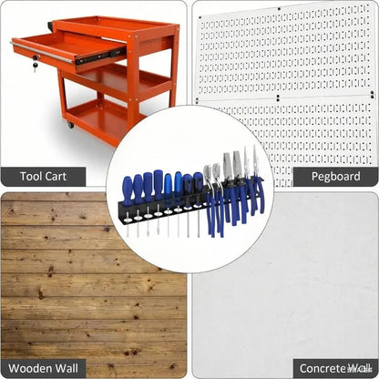 Wall-mounted Screwdriver Organizer 14-Hole Hardware Tool Storage Holder Stand for Hex Cross Screwdriver RC Tools